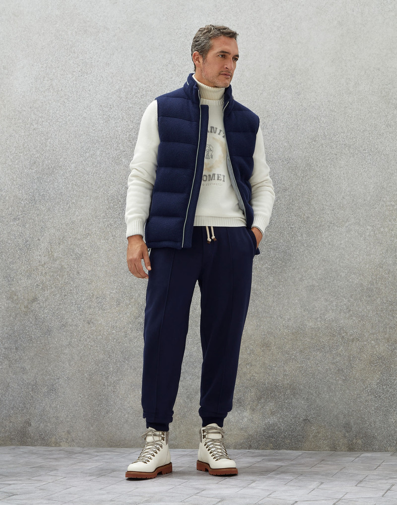 Cashmere 영어 리브 니트 다운 vest with packable 후드 5