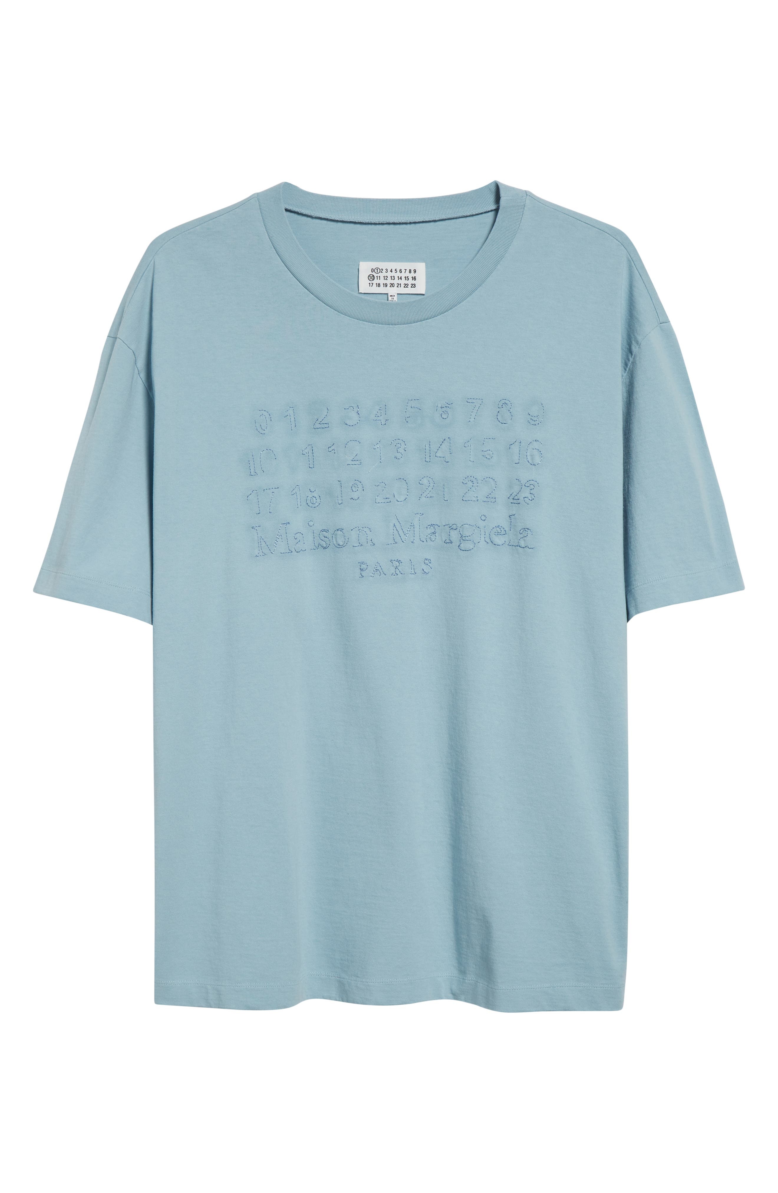 Maison Margiela Embroidered Logo Cotton T-Shirt in Blue at Nordstrom - 6