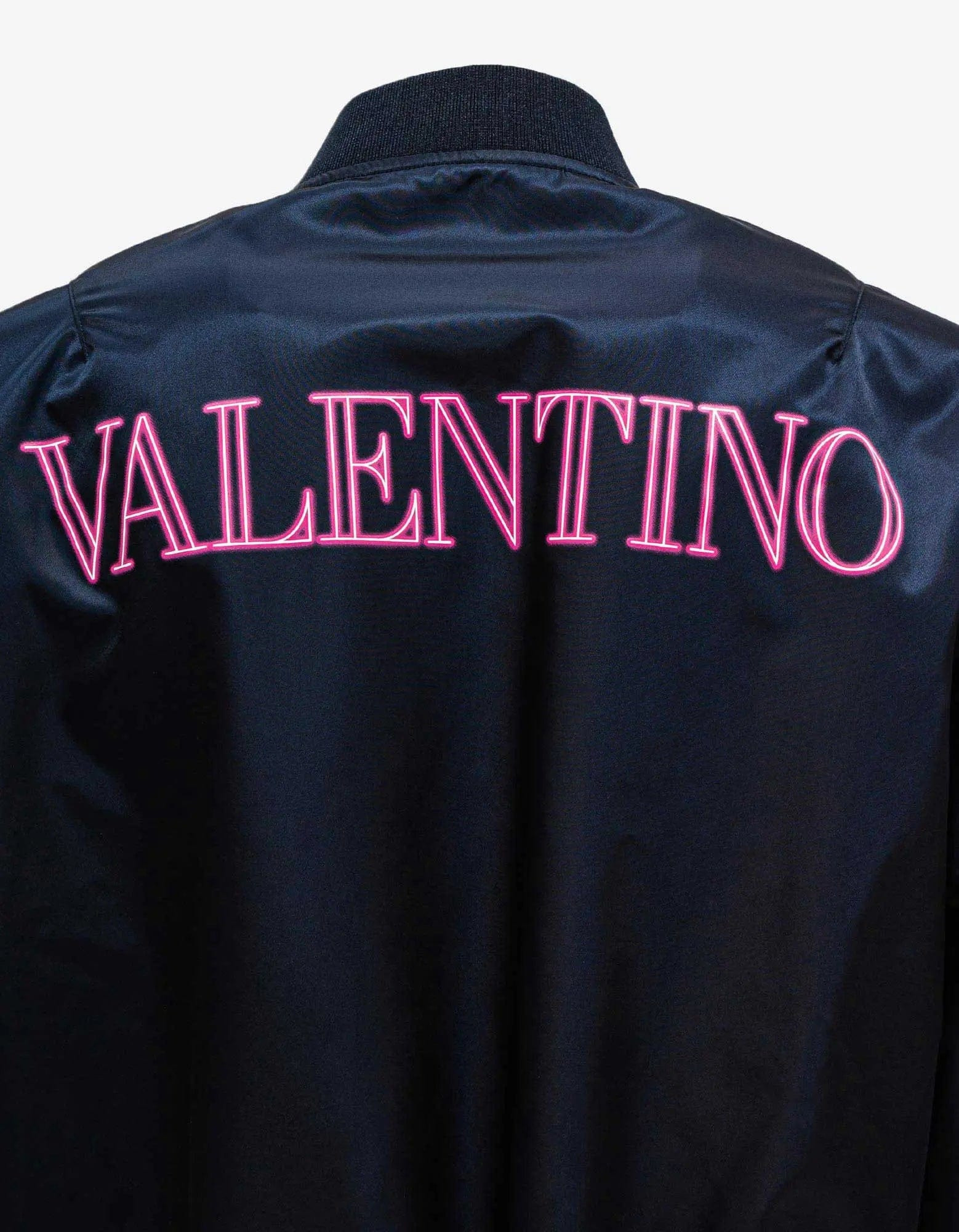 Valentino Navy Blue Neon Universe Logo Bomber Jacket - 5