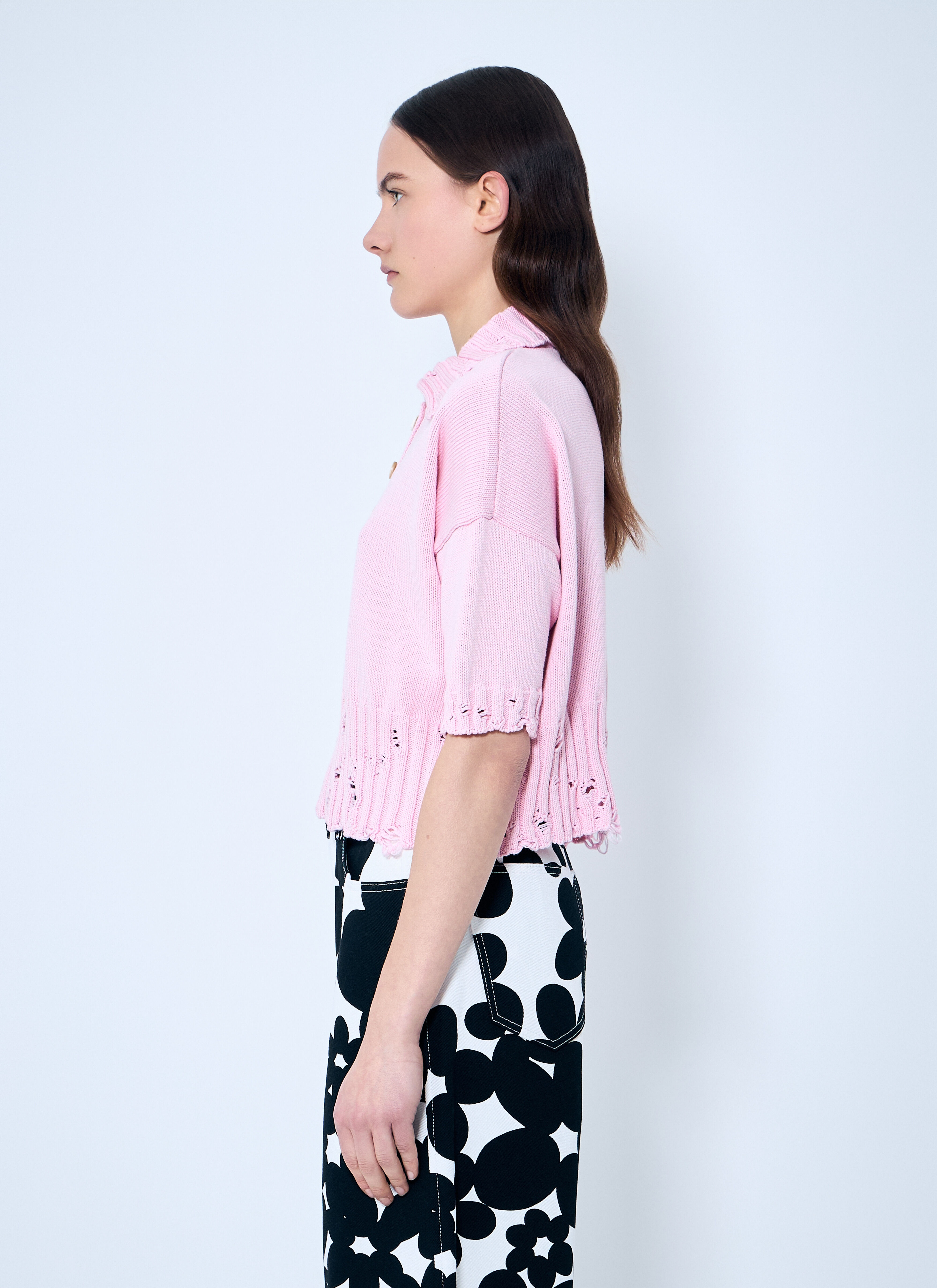 Distressed Knit Polo Shirt - 3