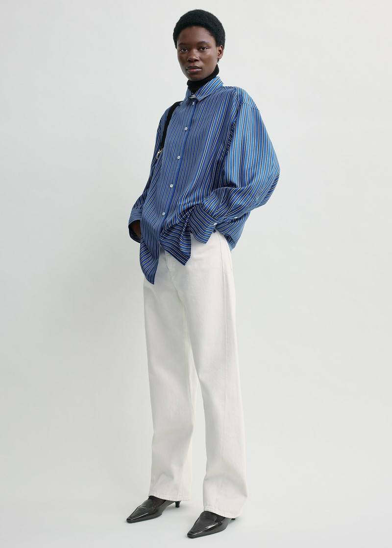 TOTEME Oversized striped shirt blue/navy outlook