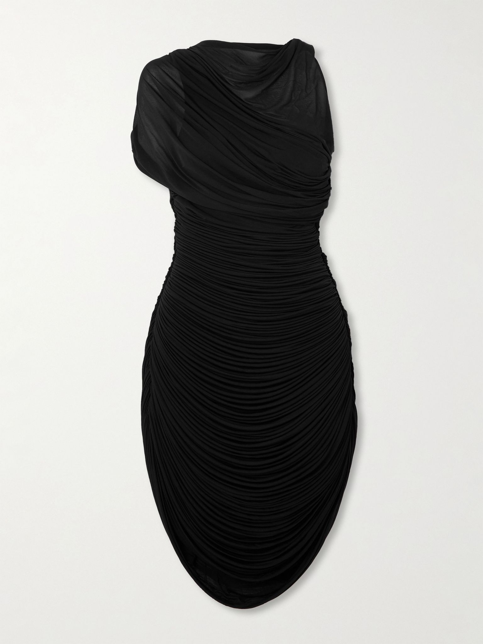 Beach Glass ruched asymmetric jersey mini dress Black - 1