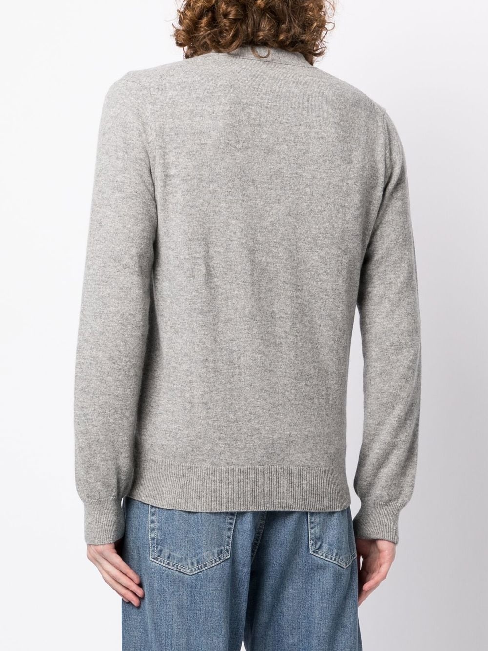 logo-patch wool cardigan - 4