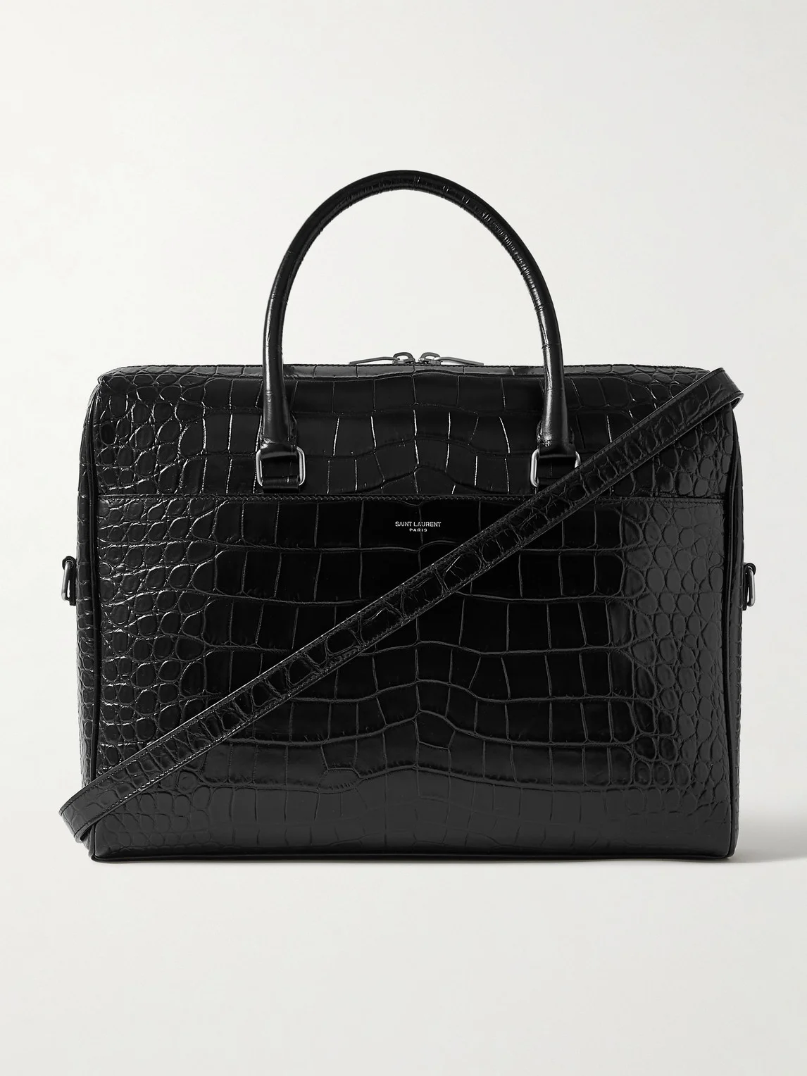 Croc-Effect Leather Briefcase - 1