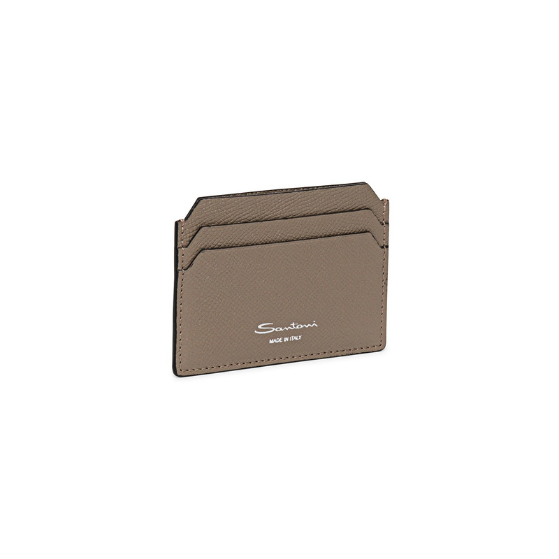 Beige saffiano leather credit card holder 5