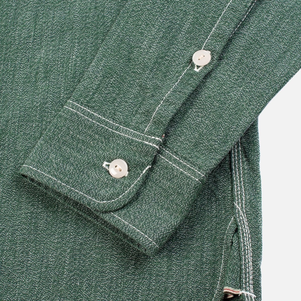 IHSH-290-GRN 10oz Mock Twist Selvedge Chambray Work Shirt - Green 'The Salt and Jalapeño' - 9
