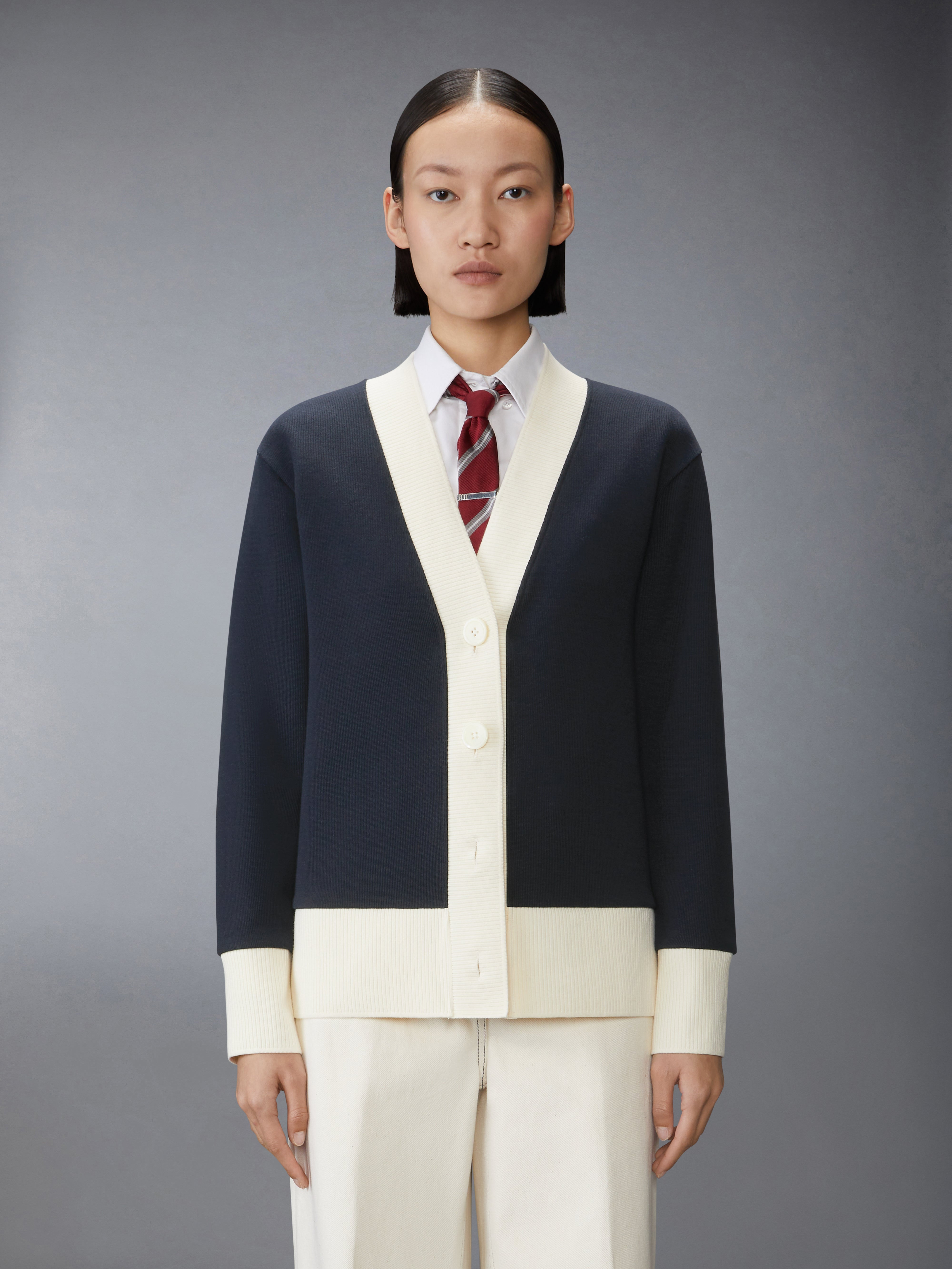 SOLID DOUBLE FACE KNIT OVERSIZED CARDIGAN - 2