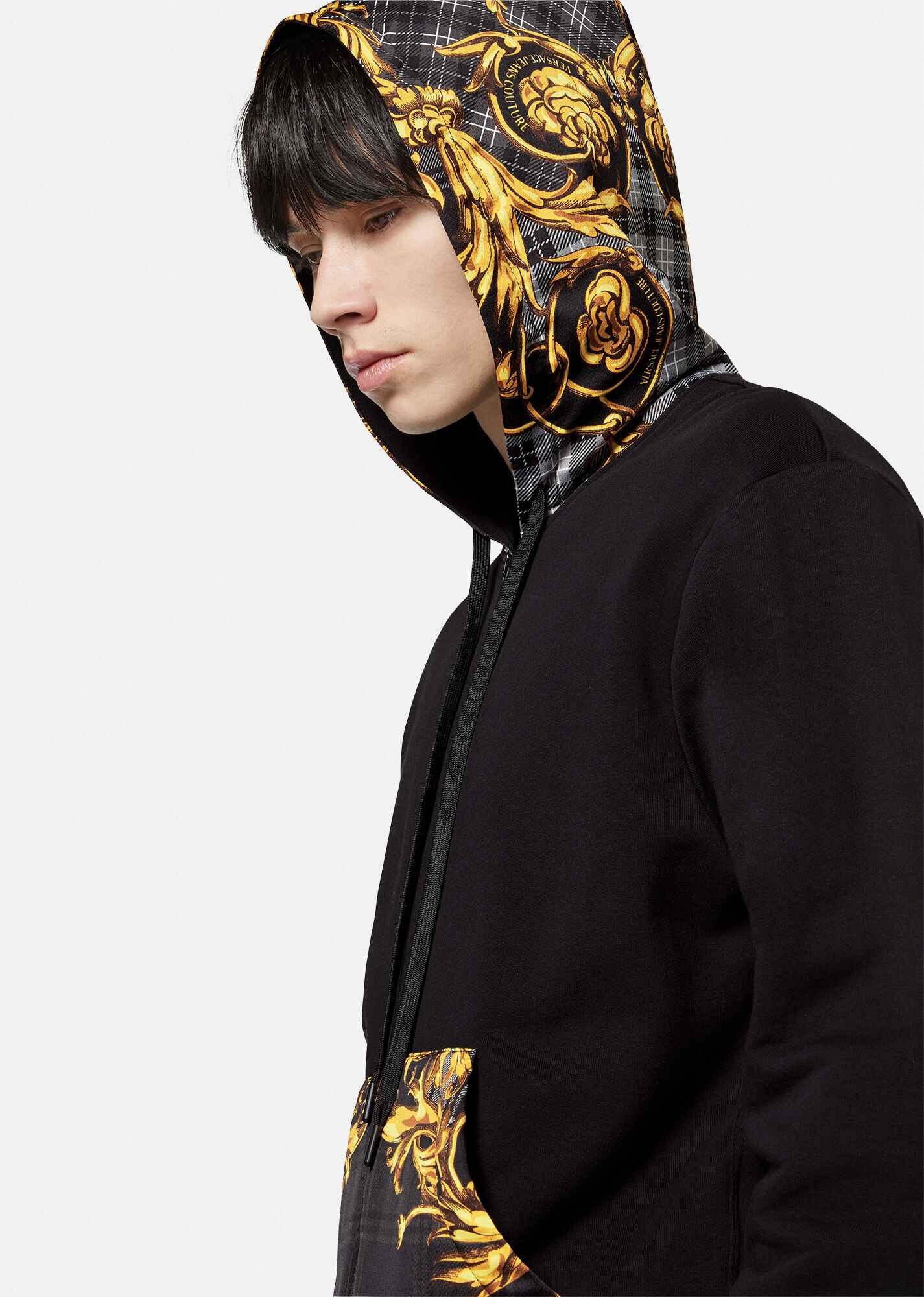 Tartan Baroque Print Accent Hoodie - 5