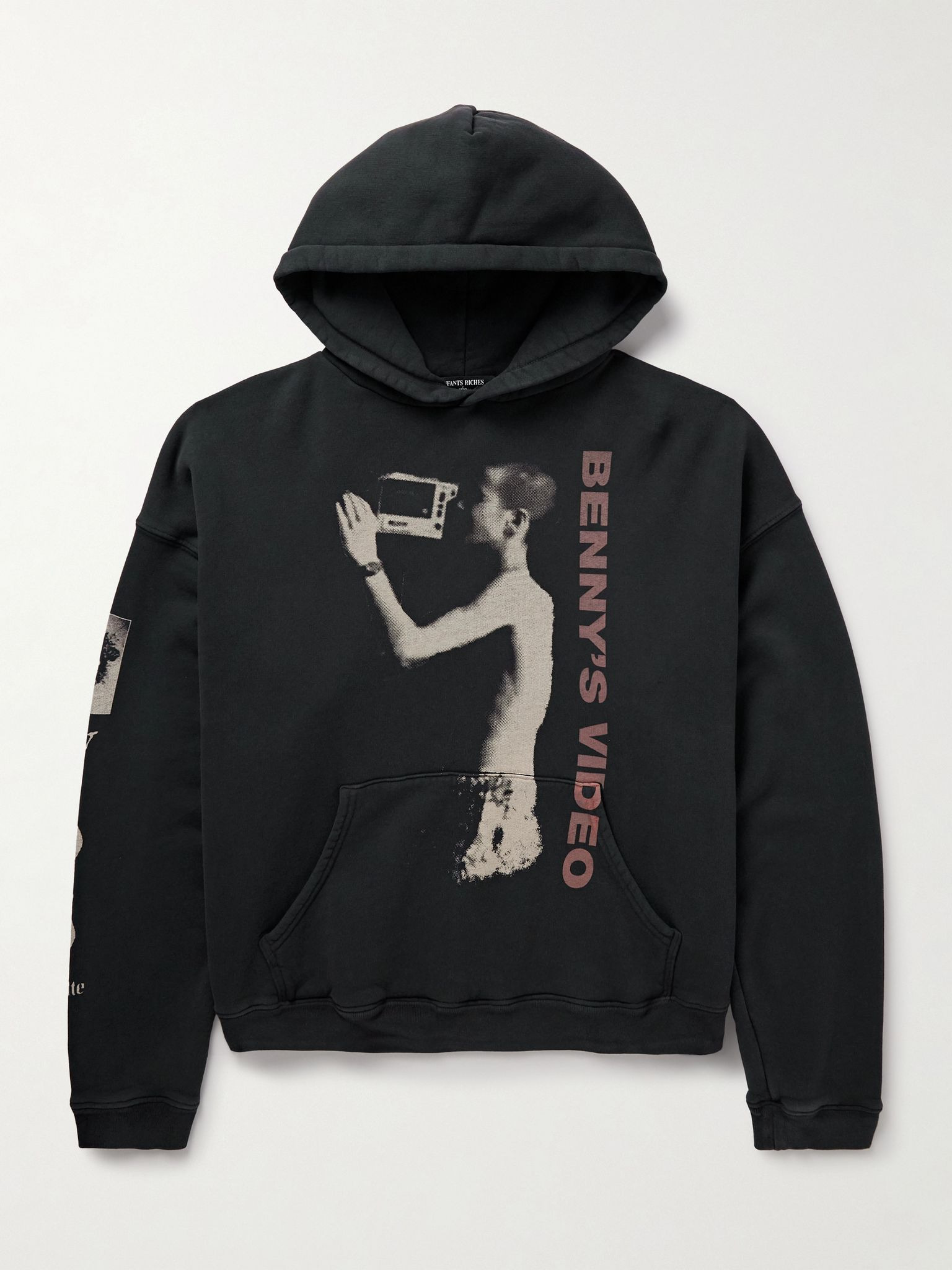 Benny's Video Printed Cotton-Jersey Hoodie Black - 1