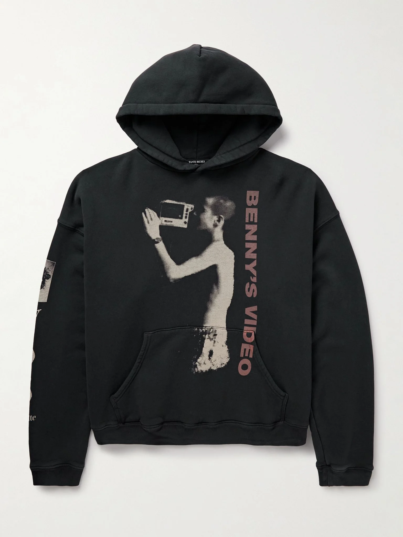 Benny's Video Printed Cotton-Jersey Hoodie Black - 1