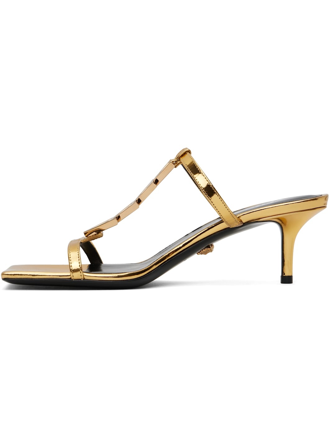 Gold Patent Heeled Sandals - 3