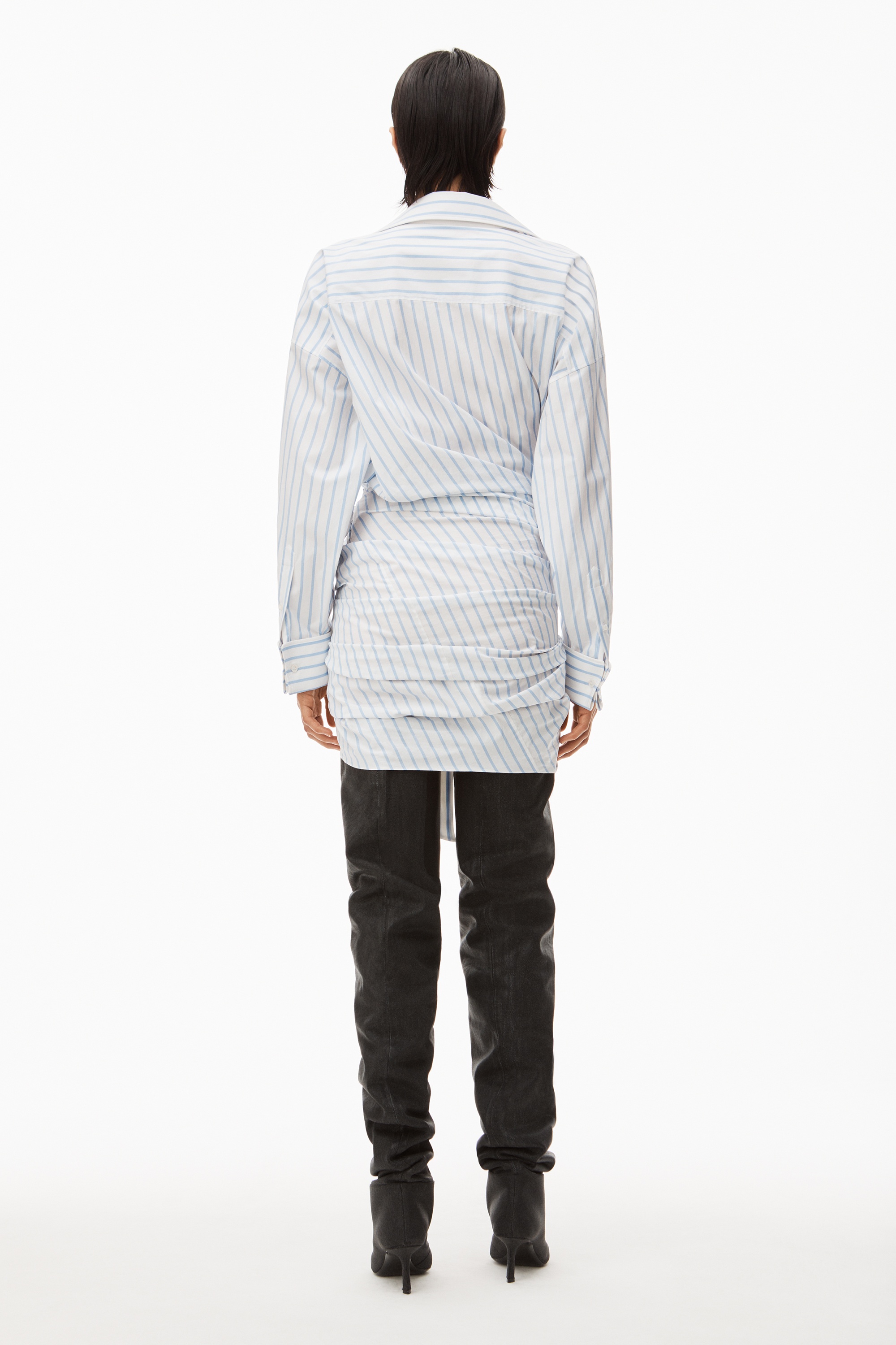 TWISTED COWL DRESS IN STRETCH COTTON - 5