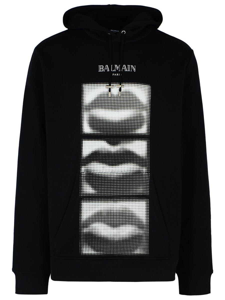 Balmain 'Lips' Black Cotton Sweatshirt - 1