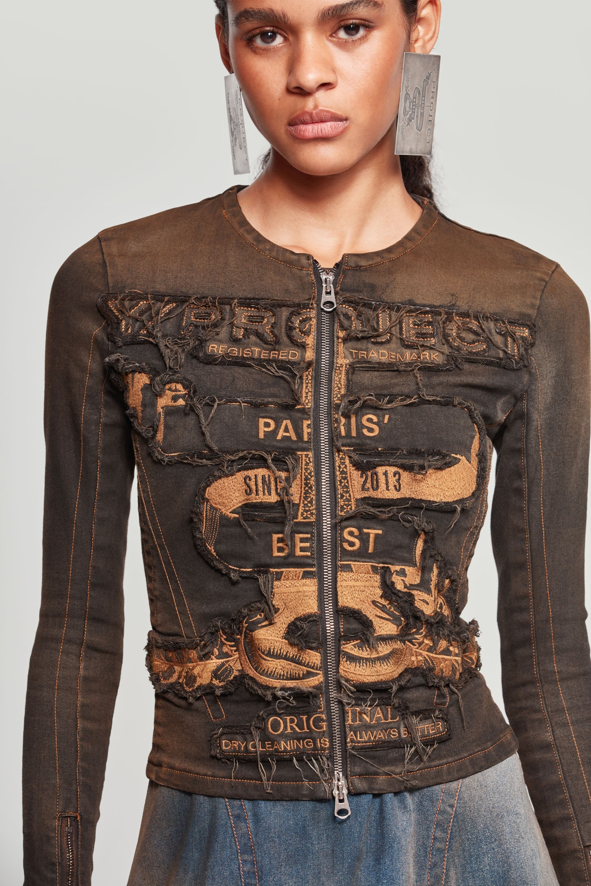 Fitted Paris' Best Zip Denim Jacket - 3