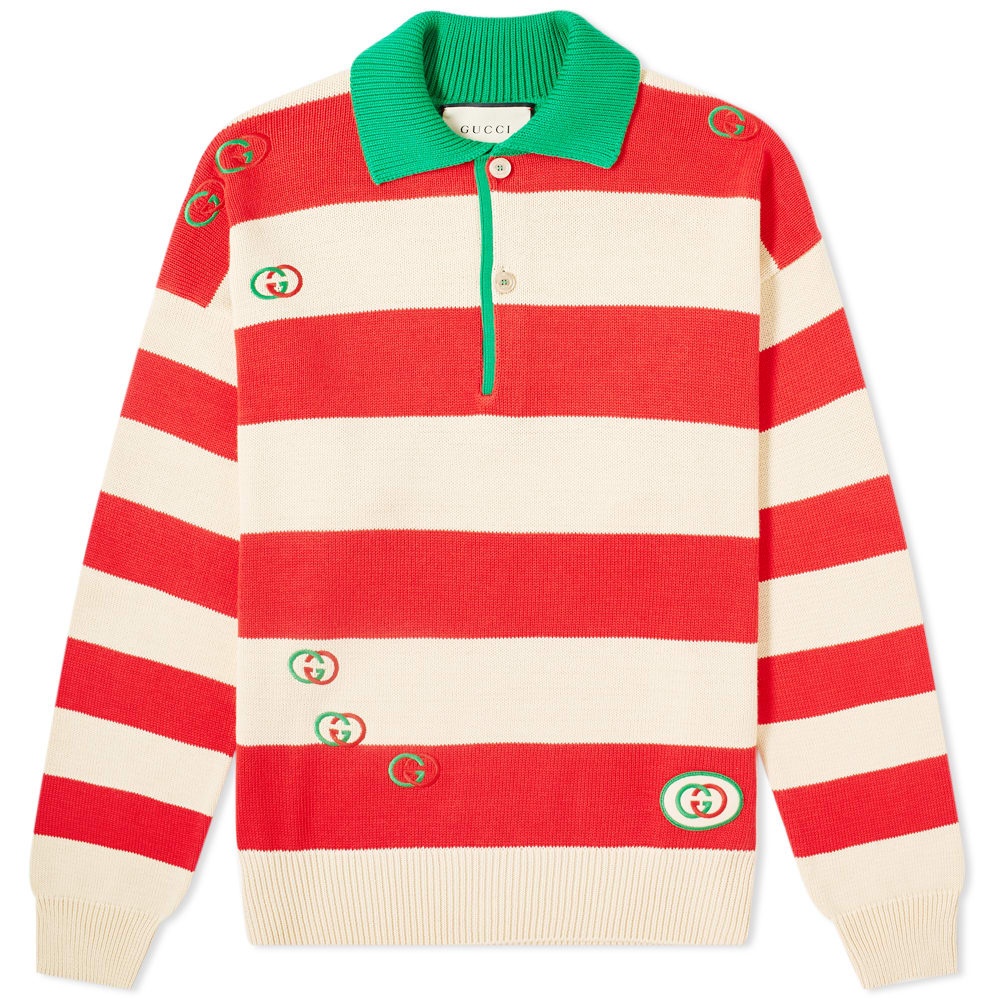 Gucci Striped Knit Logo Polo - 1