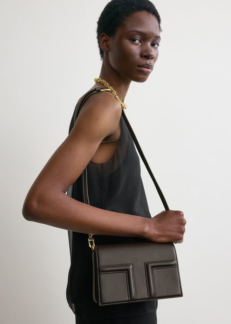 Mini T-flap leather bag bark 4