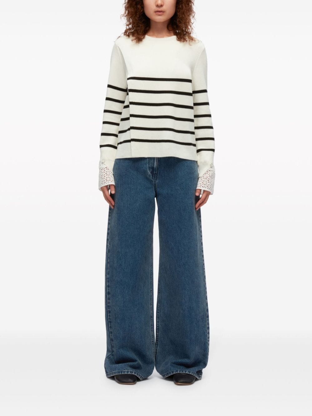 stripe-pattern wool jumper - 2