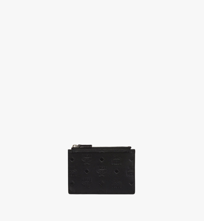 Aren Zip Card Case in Embossed Monogram Leather 1