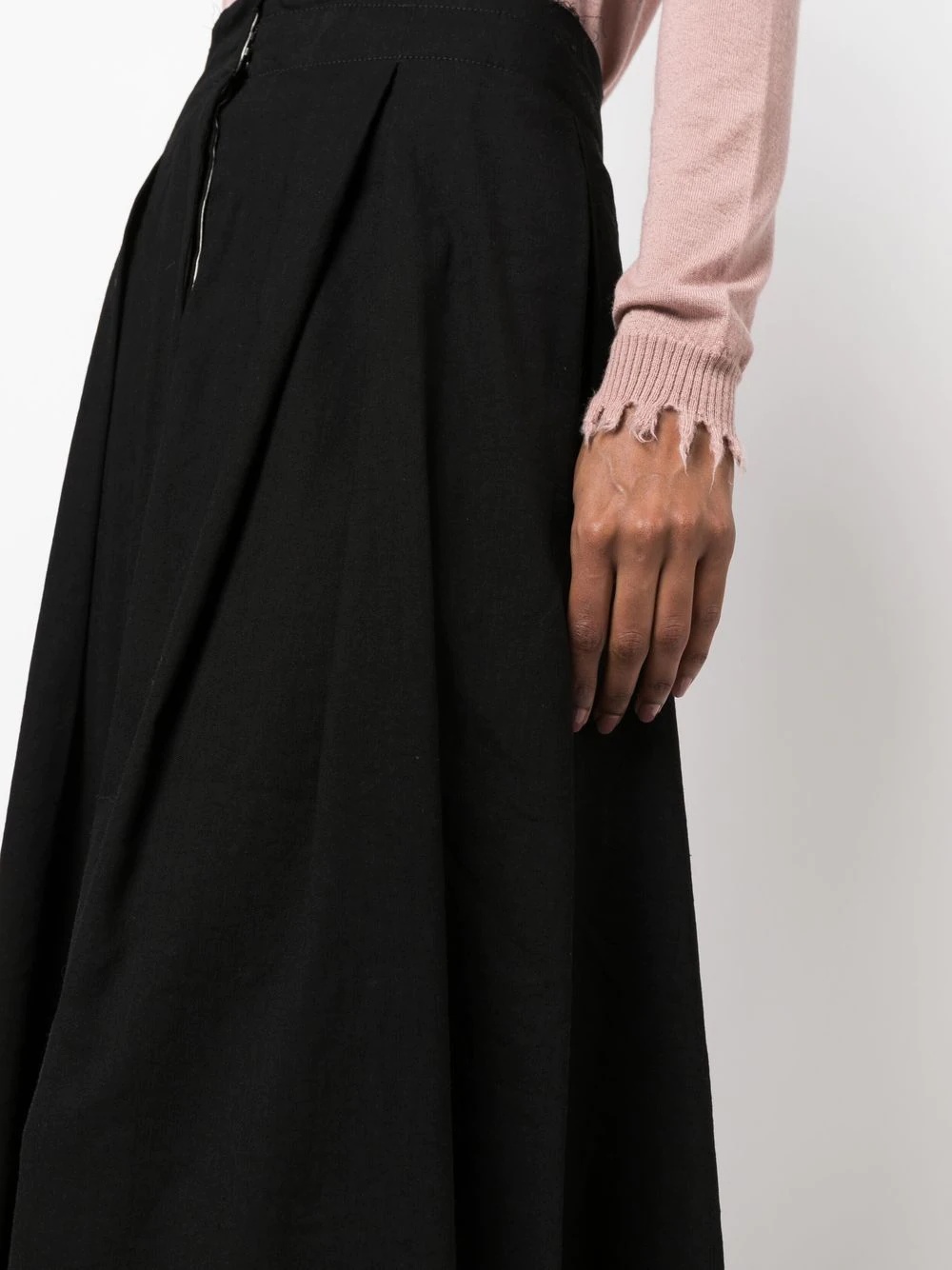 raw-edge pleated long skirt - 5