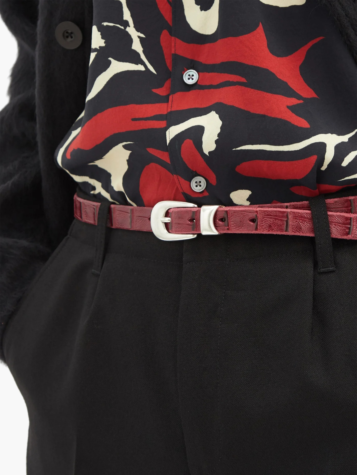 Crocodile-effect leather belt - 3