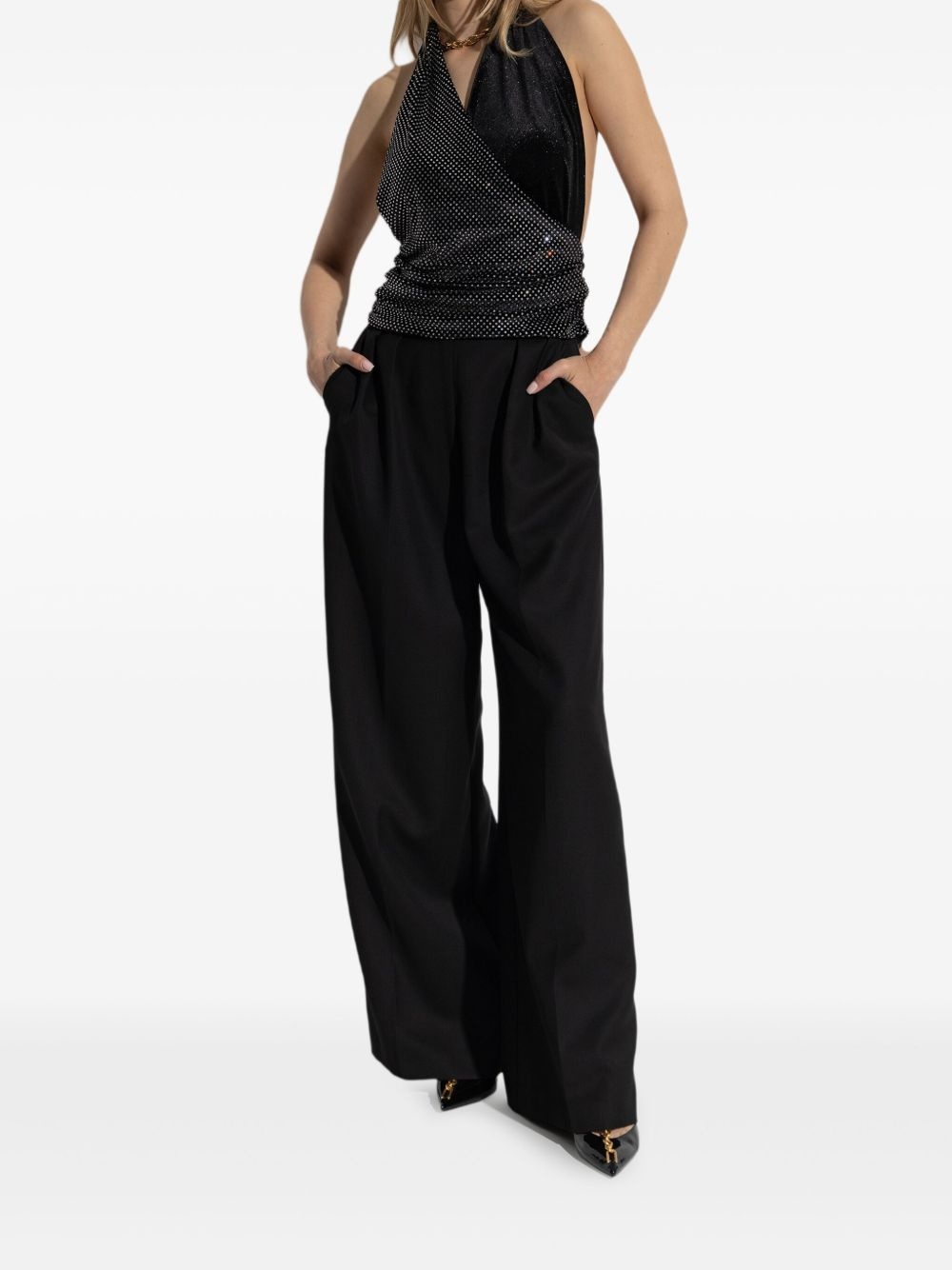 crystal-embellished halterneck top - 2
