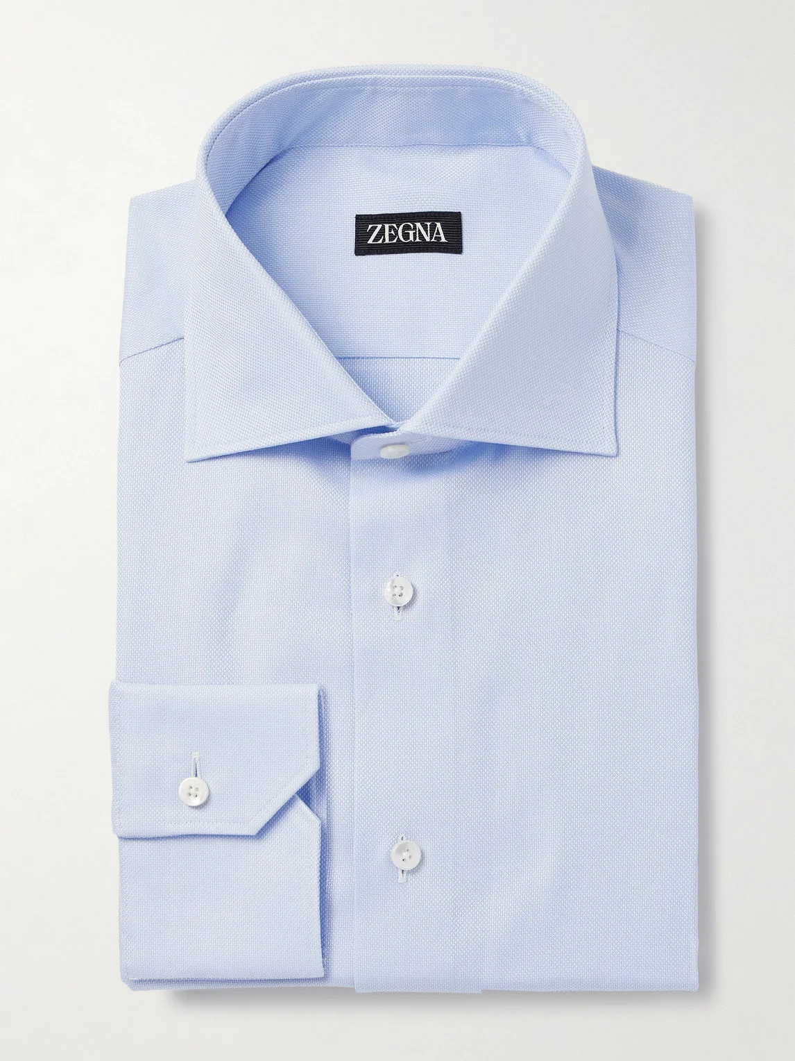 Cutaway-Collar Textured-Cotton Shirt - 1