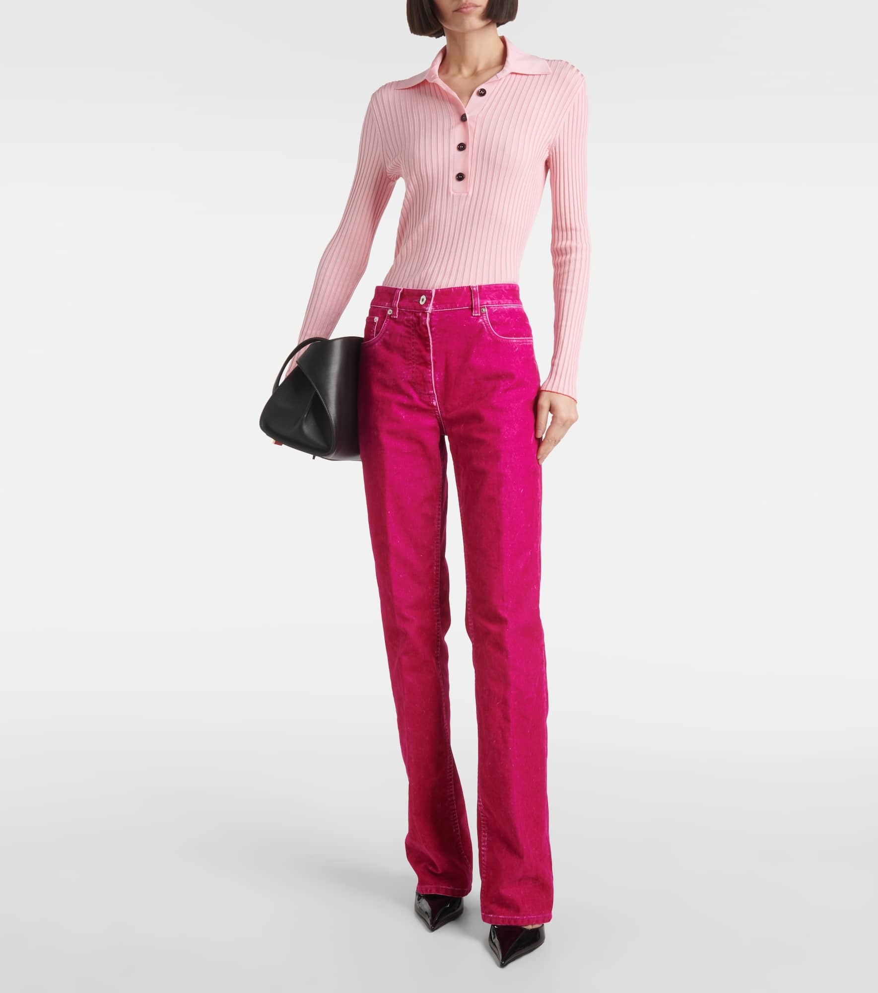 Cotton-blend drill straight pants - 2