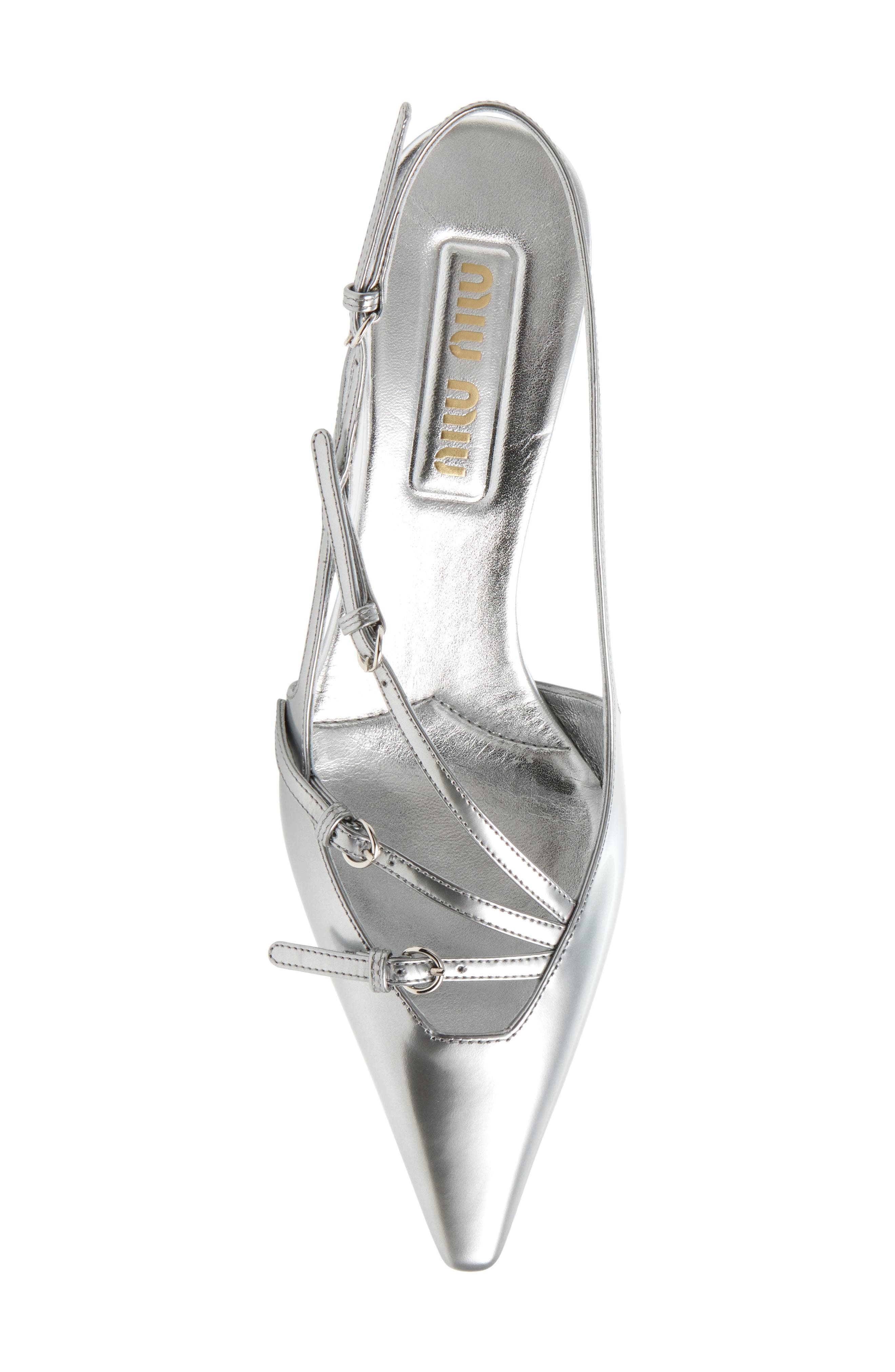 Miu Miu Show Buckle Slingback Pump in Argento at Nordstrom - 5