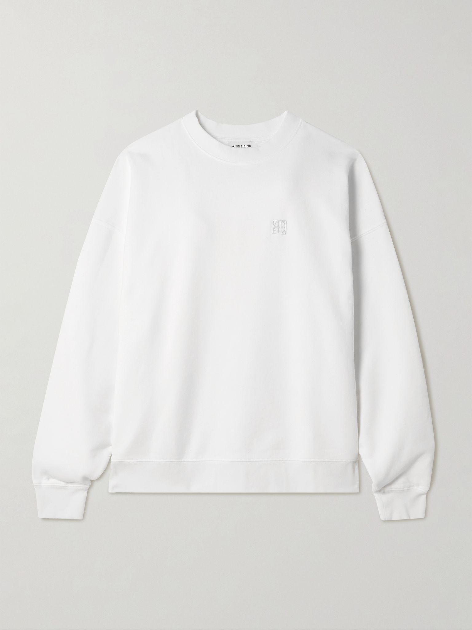 Miles embroidered cotton-jersey sweatshirt White - 1