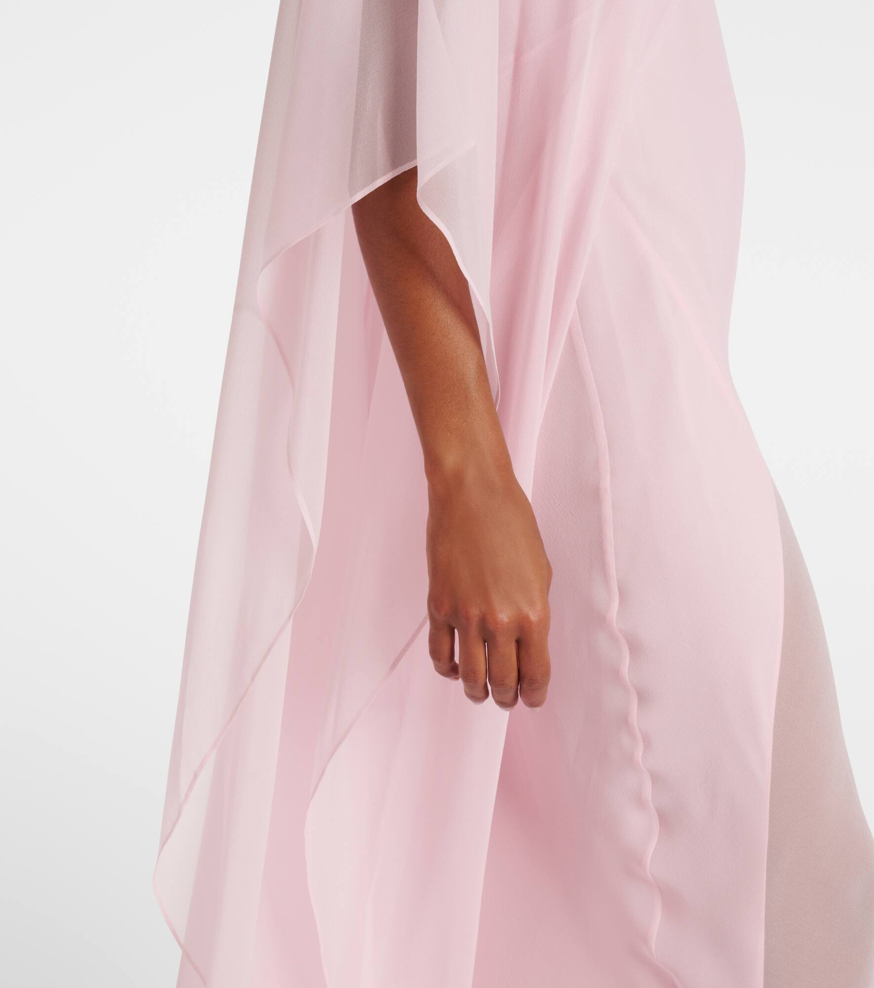 Caped silk chiffon gown - 5