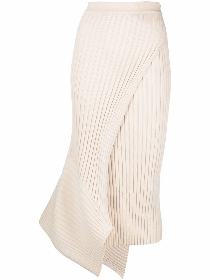 asymmetric ribbed-knit skirt - 1