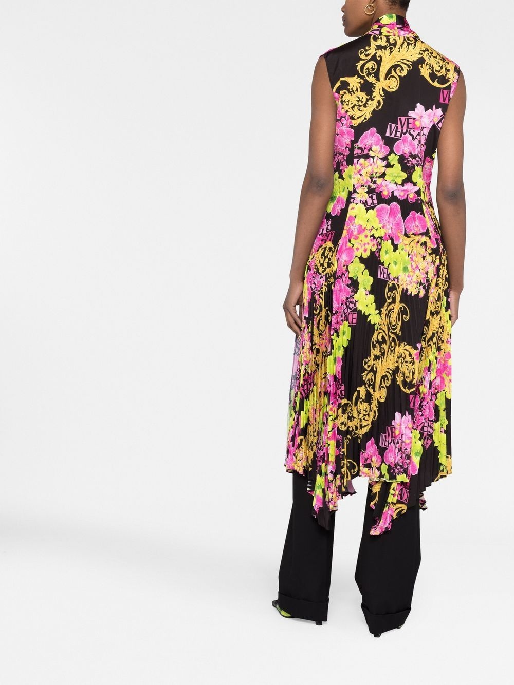 Logo Orchid-print midi dress - 6