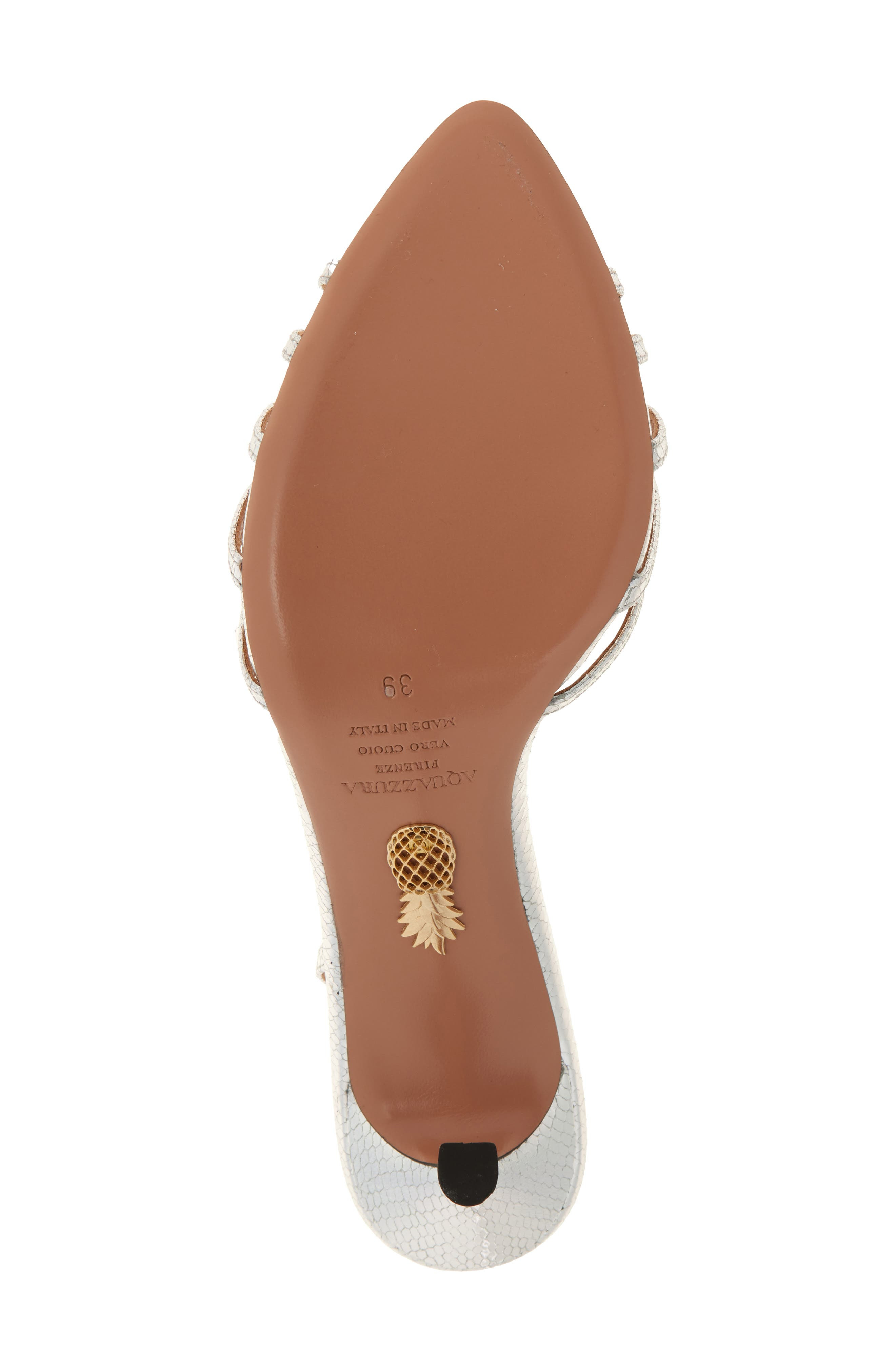 Aquazzura Tell Me Snakeskin Embossed Sandal in Silver at Nordstrom - 6