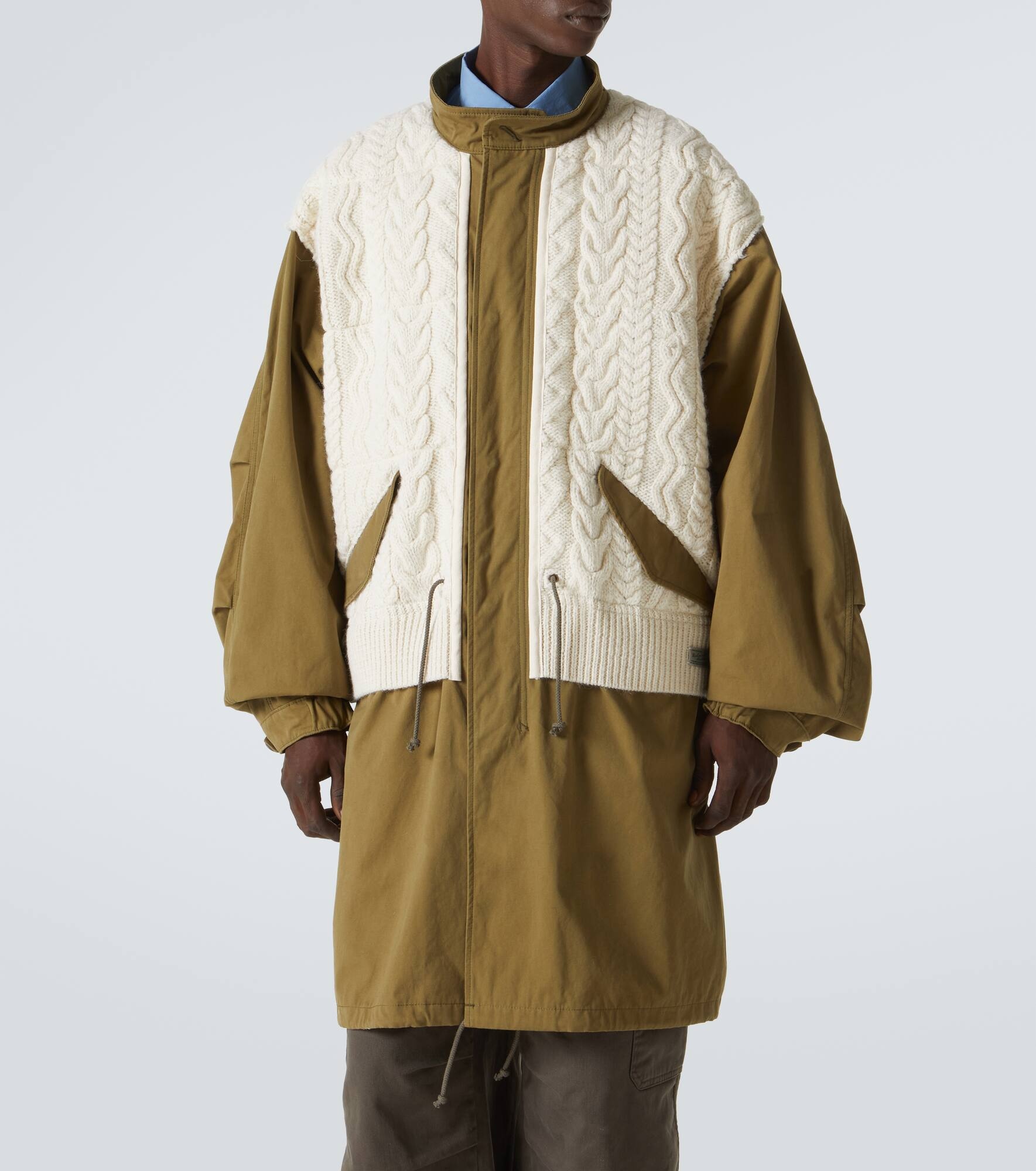 Aran wool-trimmed cotton jacket - 3