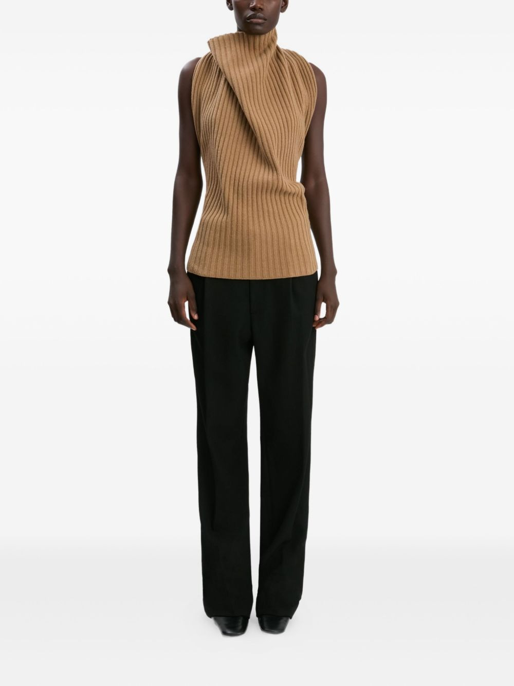 draped ribbed top - 2