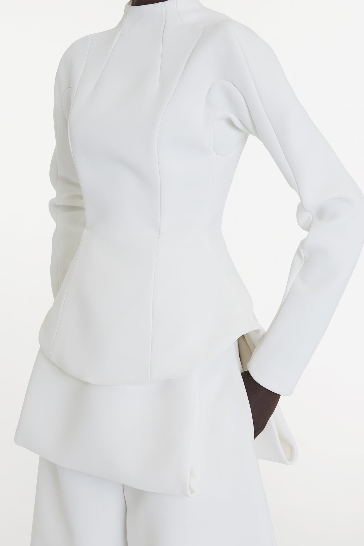 CURVED HEM TOP IVORY - 2