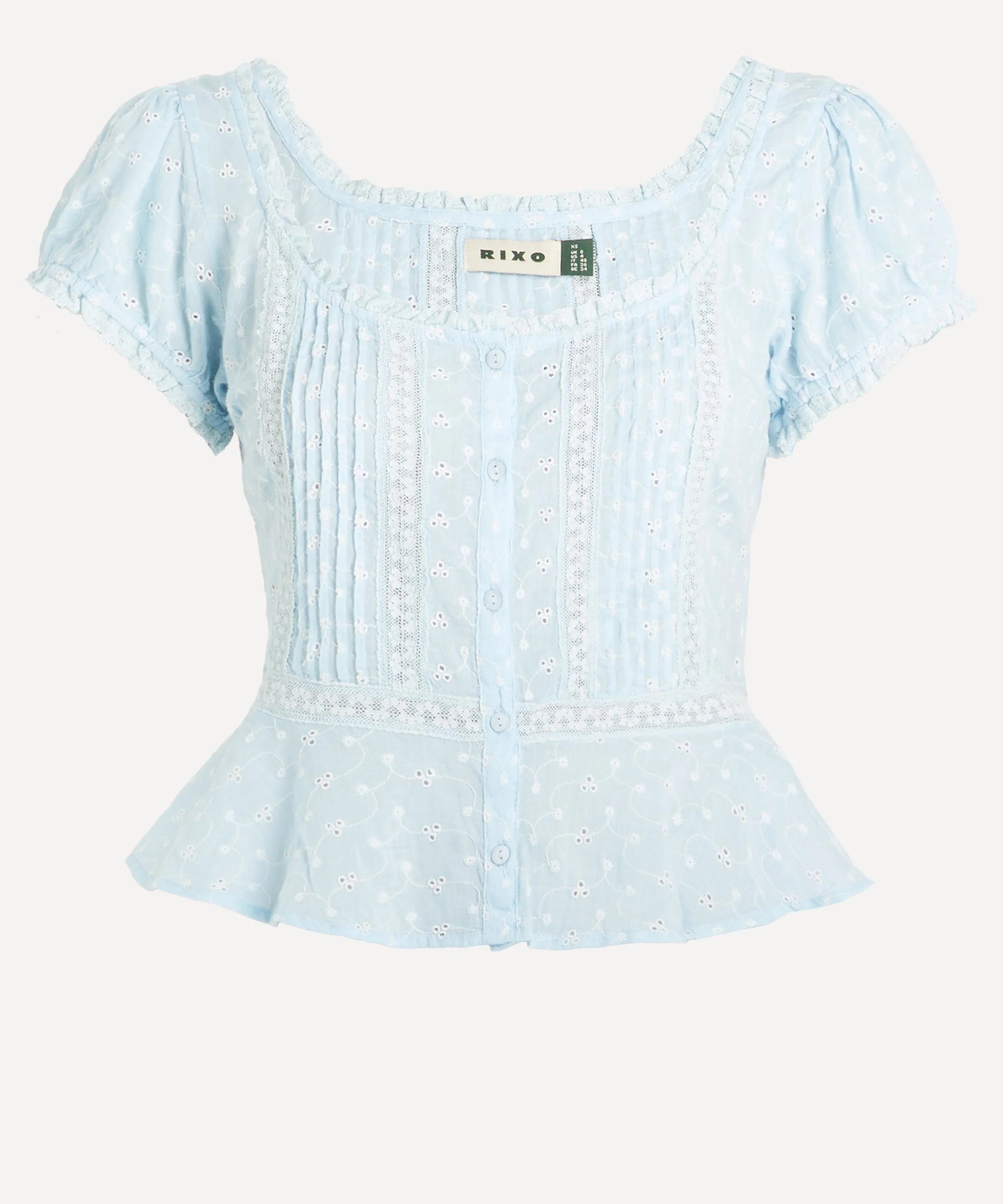 Sandi Powder Blue Broderie Anglaise Top - 1