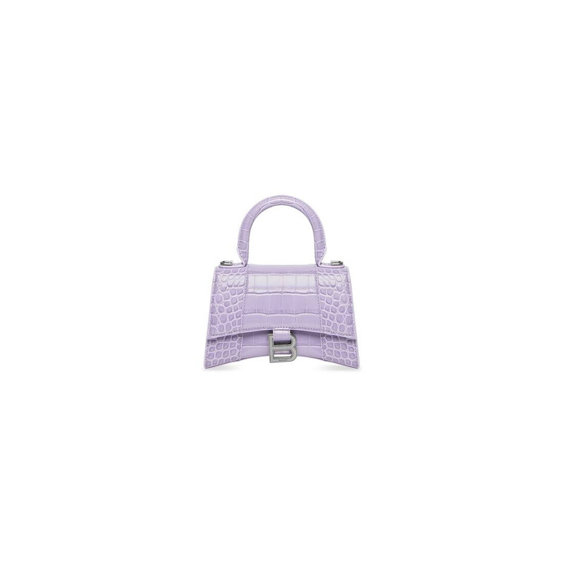 Women's Hourglass Xs Handbag Crocodile Embossed in Lilac - 1