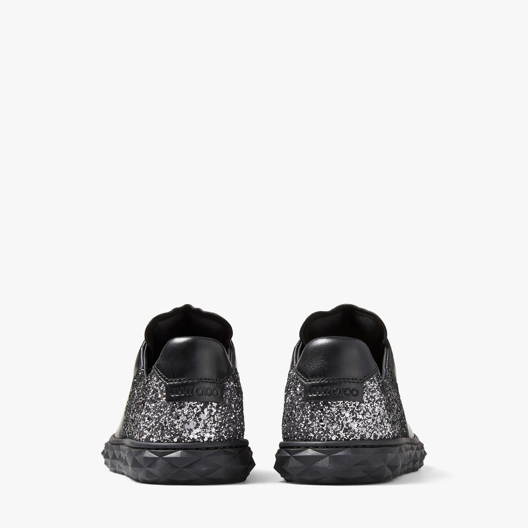 Diamond Light/F
Black Nappa Leather Low-Top Trainers with Glitter Panels - 9