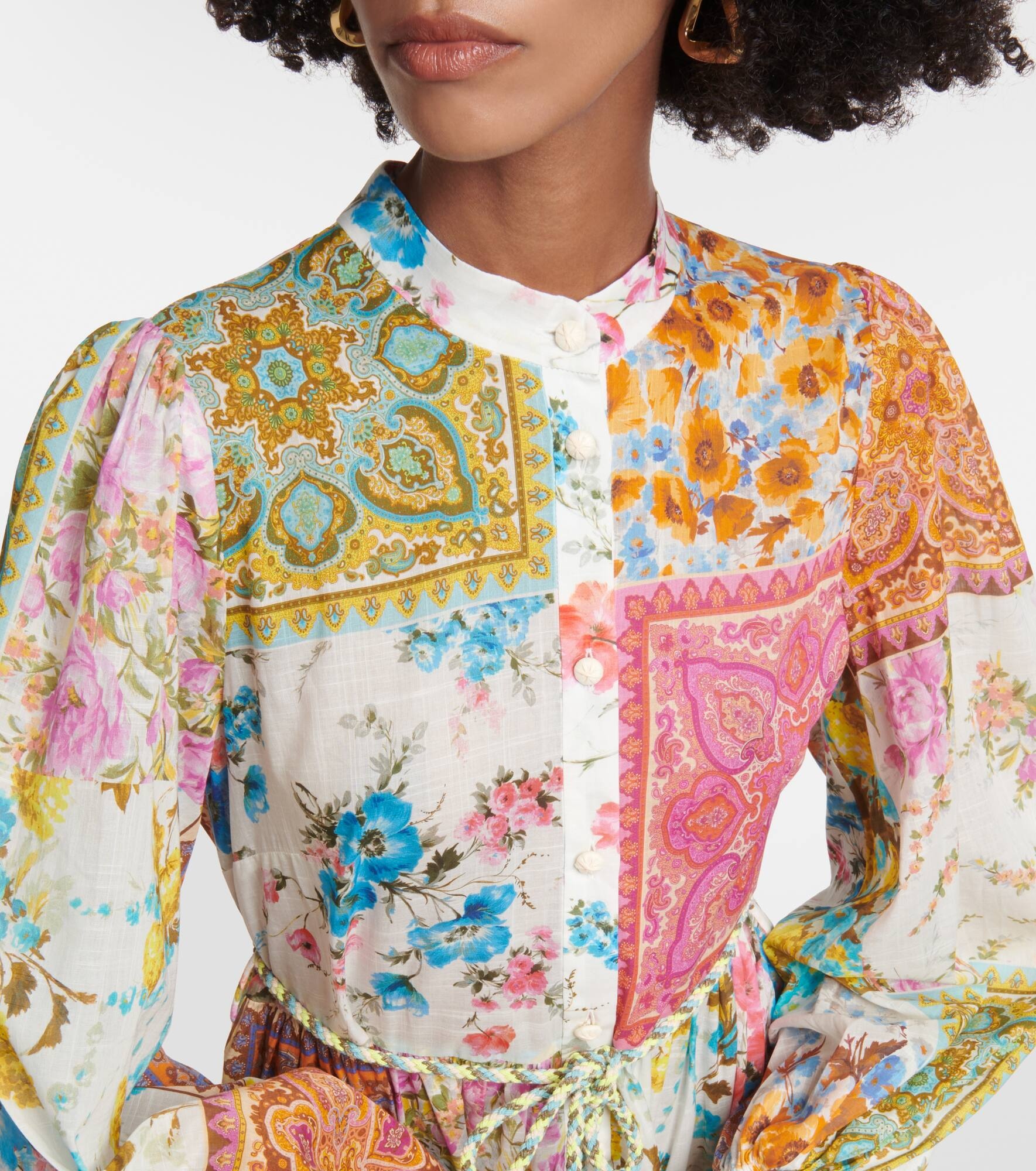 Halcyon patchwork cotton midi dress - 4