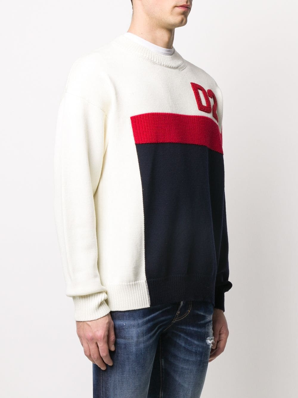 colour-block crew neck sweater - 3