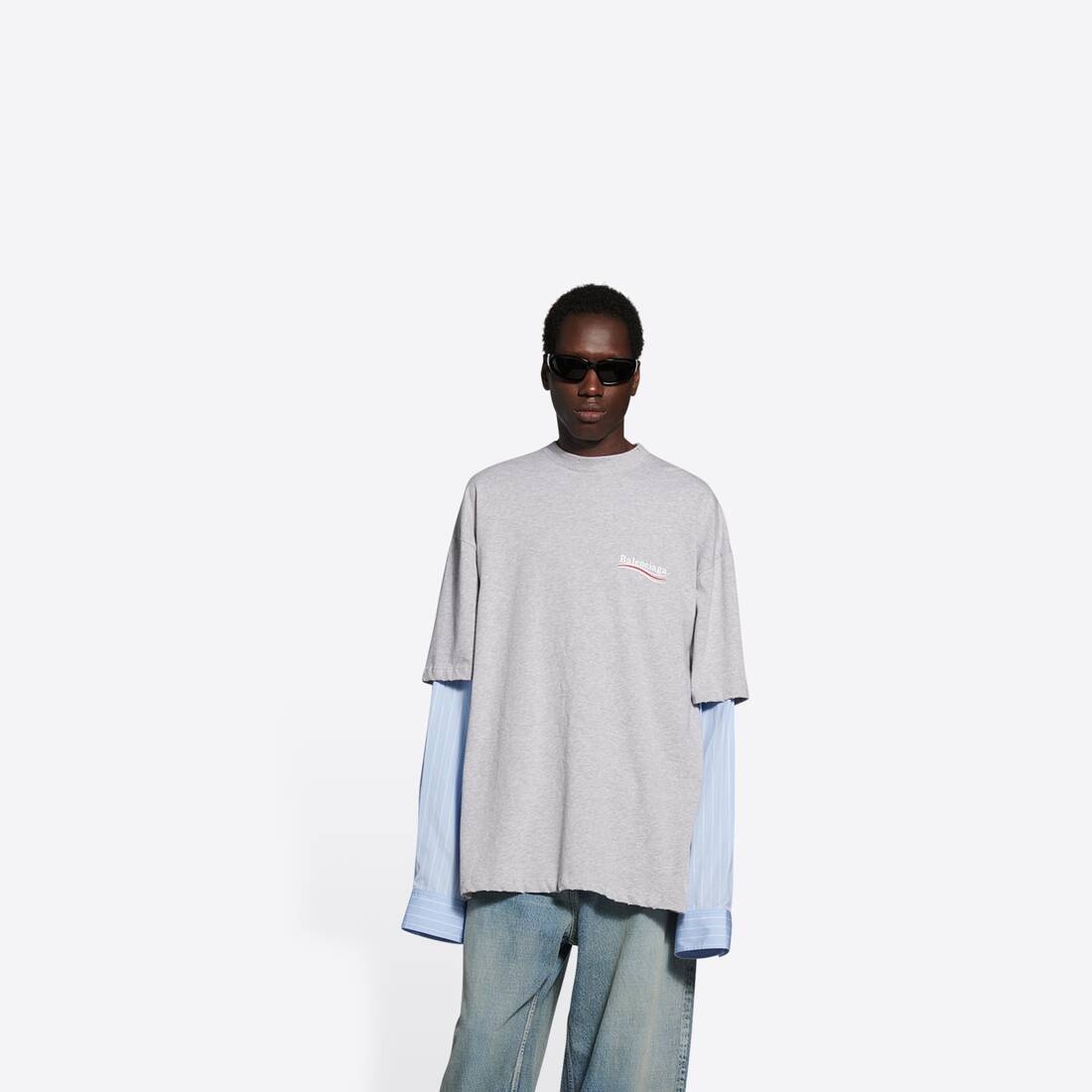 Political Campaign Layered T-shirt in Grey - 3