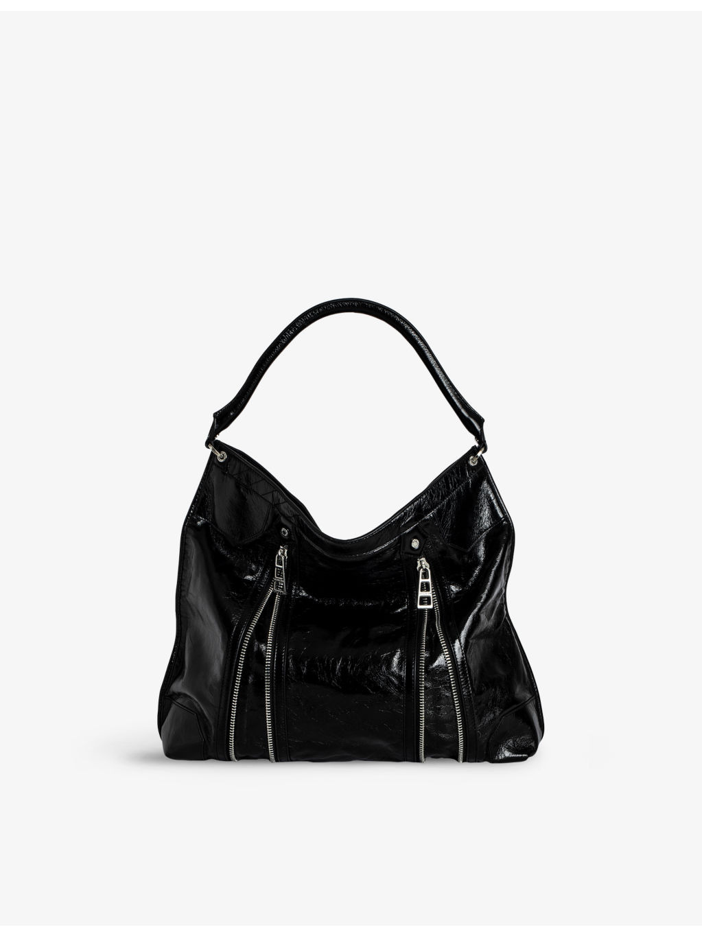 Sunny Zip-Embellished Leather Shoulder Bag - 3