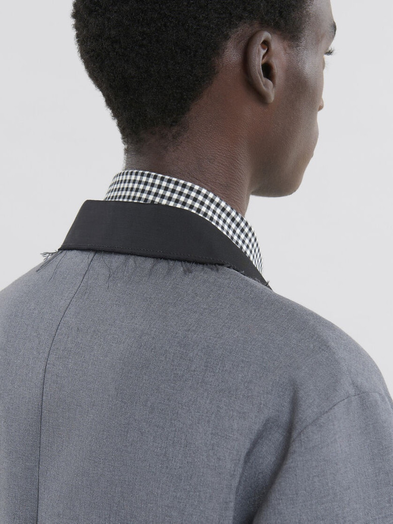 GREY SINGLE BREASTED WOOL JACKET WITH MARNI SYMBOL 5