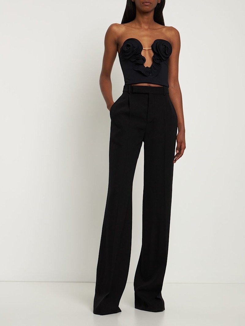 Viscose bustier top w/ flower appliqués - 2