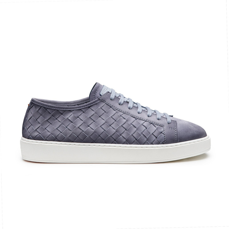Men's light blue woven suede sneaker 1