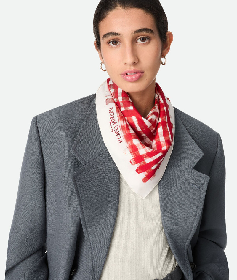 Bottega Veneta Printed Silk Check Foulard outlook