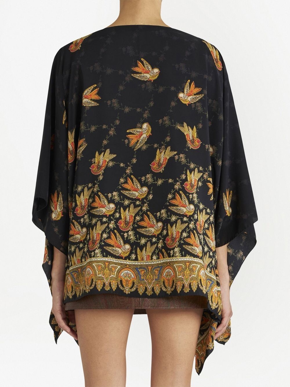 bird-print silk blouse - 4