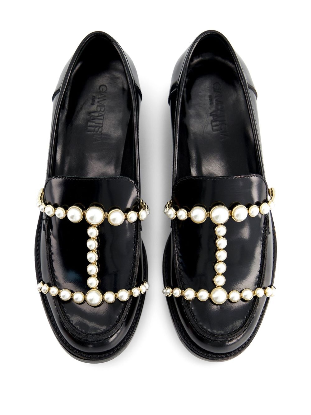 pearl-embellished leather loafers - 4