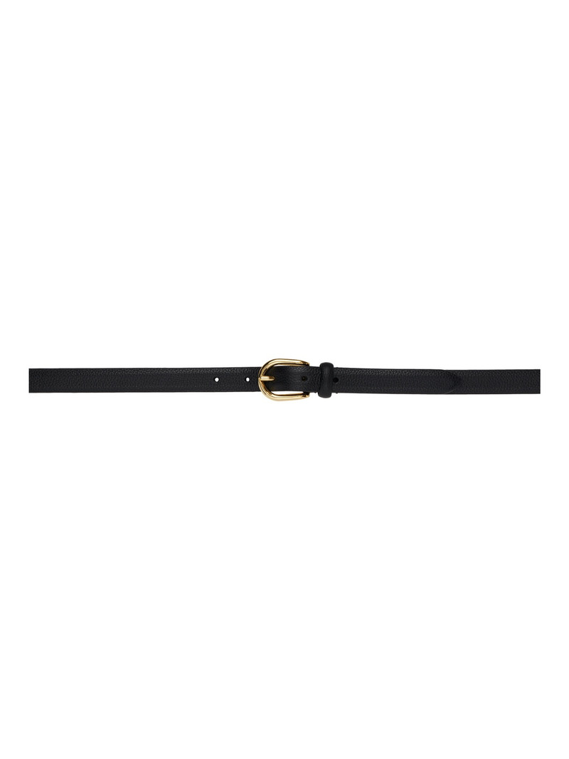 Black Skinny Soft Grained Calf Leather Belt 1